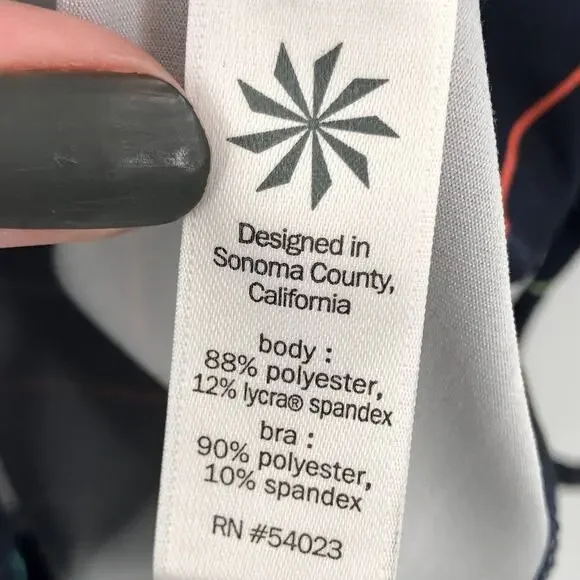 Athleta Navy Blue Multicolor Stripe Ties Racerback Built In Bra Tinker Tank Top - Picture 4 of 10